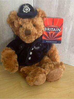 Russ Berrie Glorious Britain Policeman Teddy Bear with Tags Retired Vintage